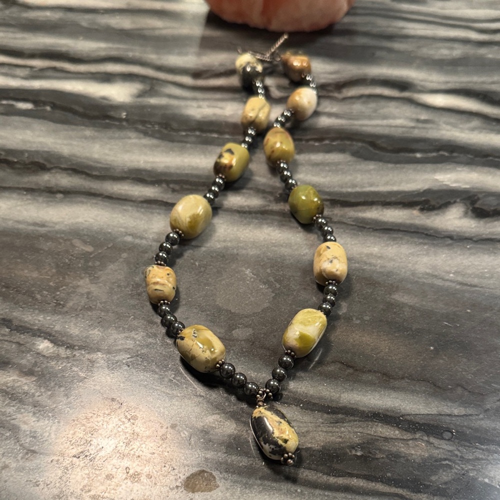 Elegant Green and Black Beaded Necklace